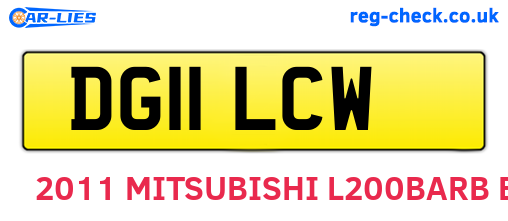 DG11LCW are the vehicle registration plates.