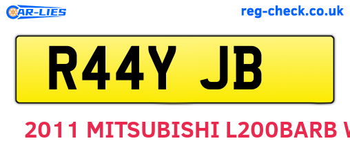 R44YJB are the vehicle registration plates.