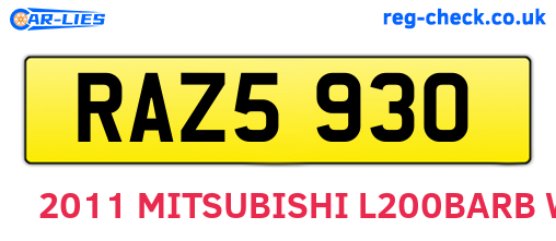 RAZ5930 are the vehicle registration plates.