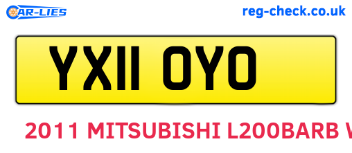 YX11OYO are the vehicle registration plates.