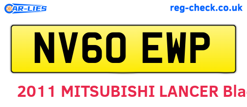 NV60EWP are the vehicle registration plates.