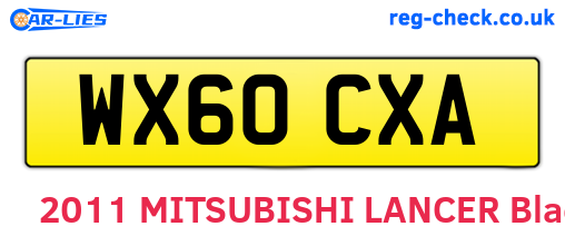 WX60CXA are the vehicle registration plates.