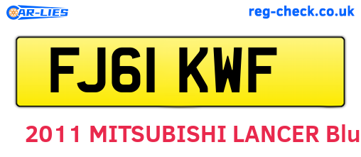 FJ61KWF are the vehicle registration plates.