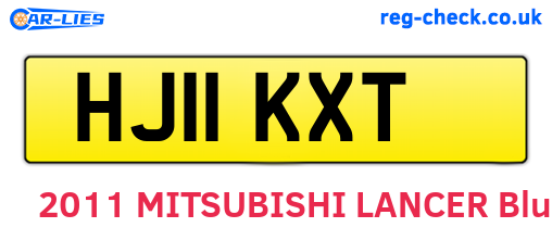 HJ11KXT are the vehicle registration plates.