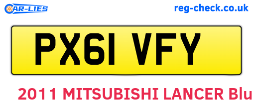 PX61VFY are the vehicle registration plates.