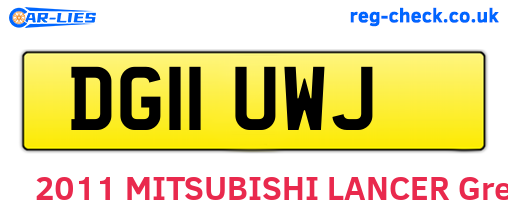 DG11UWJ are the vehicle registration plates.