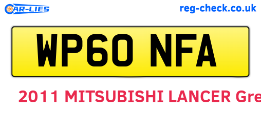 WP60NFA are the vehicle registration plates.
