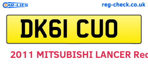 DK61CUO are the vehicle registration plates.