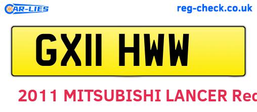 GX11HWW are the vehicle registration plates.