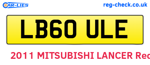 LB60ULE are the vehicle registration plates.