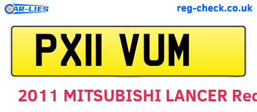 PX11VUM are the vehicle registration plates.