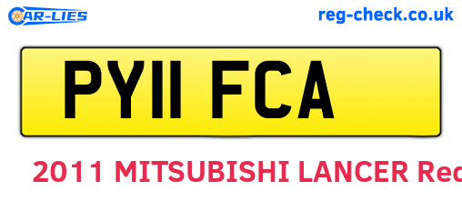 PY11FCA are the vehicle registration plates.