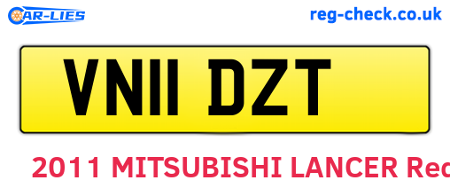 VN11DZT are the vehicle registration plates.