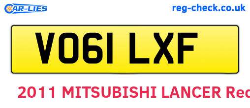 VO61LXF are the vehicle registration plates.