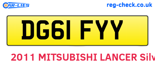 DG61FYY are the vehicle registration plates.
