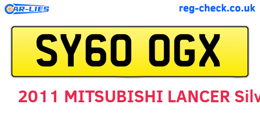 SY60OGX are the vehicle registration plates.