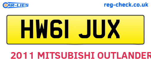 HW61JUX are the vehicle registration plates.