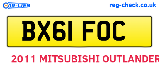 BX61FOC are the vehicle registration plates.