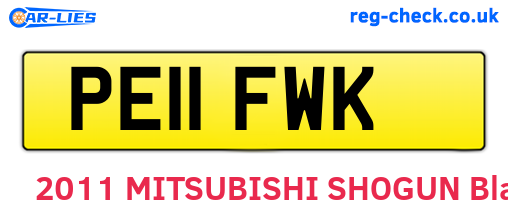 PE11FWK are the vehicle registration plates.