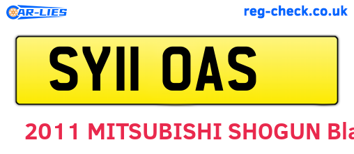 SY11OAS are the vehicle registration plates.