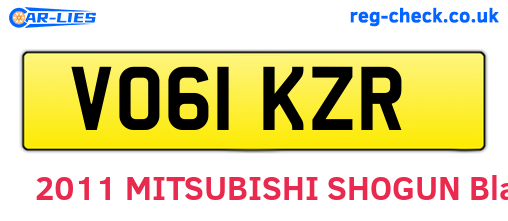 VO61KZR are the vehicle registration plates.