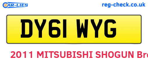 DY61WYG are the vehicle registration plates.