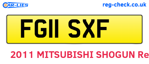 FG11SXF are the vehicle registration plates.
