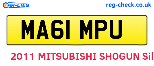 MA61MPU are the vehicle registration plates.