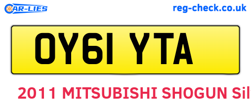 OY61YTA are the vehicle registration plates.