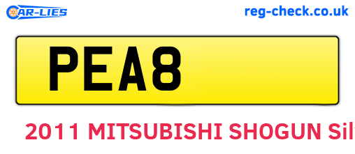 PEA8 are the vehicle registration plates.