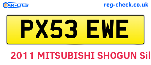 PX53EWE are the vehicle registration plates.