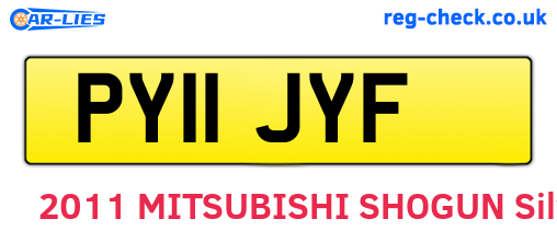 PY11JYF are the vehicle registration plates.