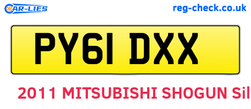 PY61DXX are the vehicle registration plates.
