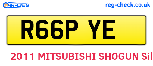 R66PYE are the vehicle registration plates.