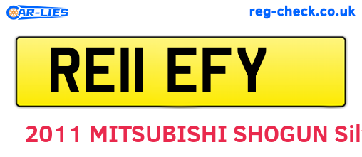 RE11EFY are the vehicle registration plates.
