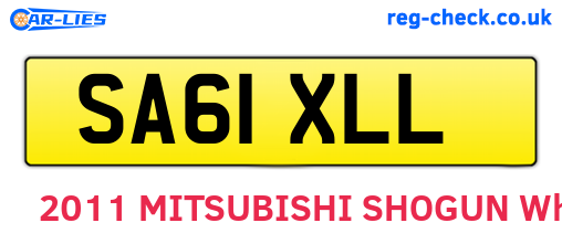 SA61XLL are the vehicle registration plates.