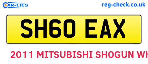 SH60EAX are the vehicle registration plates.