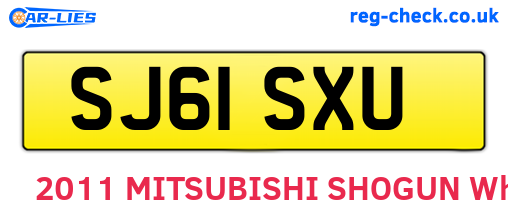 SJ61SXU are the vehicle registration plates.