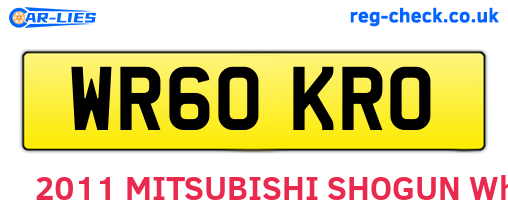 WR60KRO are the vehicle registration plates.