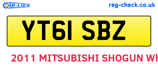 YT61SBZ are the vehicle registration plates.