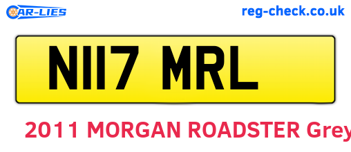 N117MRL are the vehicle registration plates.