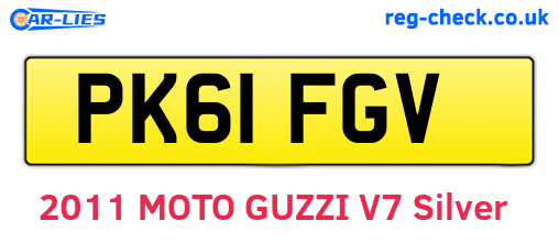 PK61FGV are the vehicle registration plates.