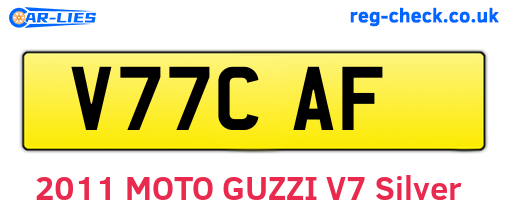 V77CAF are the vehicle registration plates.