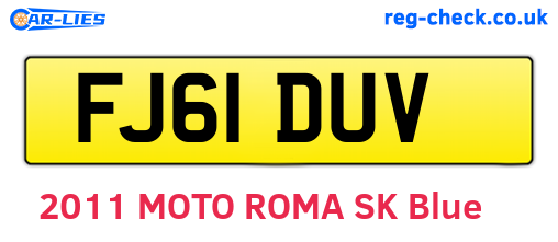 FJ61DUV are the vehicle registration plates.