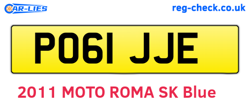 PO61JJE are the vehicle registration plates.