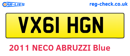 VX61HGN are the vehicle registration plates.
