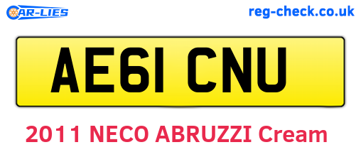 AE61CNU are the vehicle registration plates.