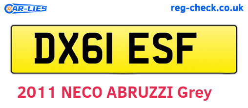 DX61ESF are the vehicle registration plates.