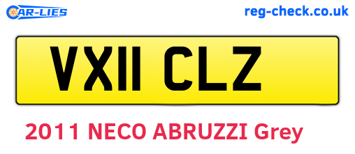 VX11CLZ are the vehicle registration plates.