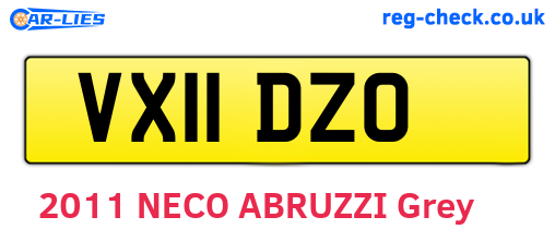 VX11DZO are the vehicle registration plates.